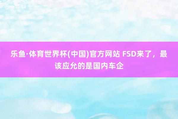 乐鱼·体育世界杯(中国)官方网站 FSD来了，最该应允的是国内车企