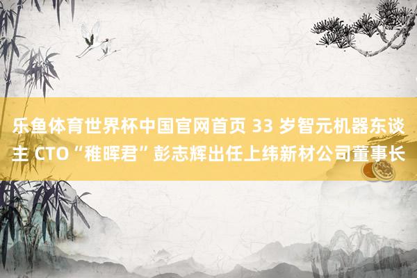 乐鱼体育世界杯中国官网首页 33 岁智元机器东谈主 CTO“稚晖君”彭志辉出任上纬新材公司董事长