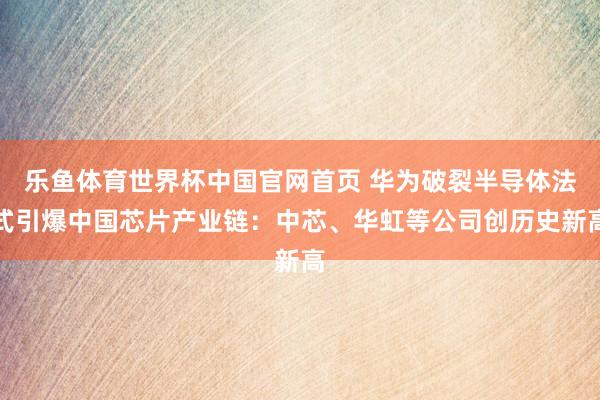 乐鱼体育世界杯中国官网首页 华为破裂半导体法式引爆中国芯片产业链：中芯、华虹等公司创历史新高