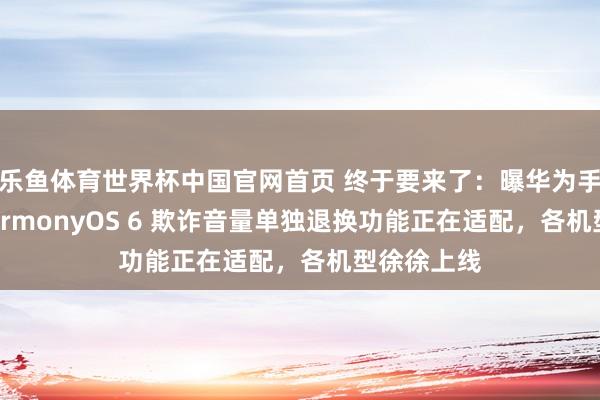 乐鱼体育世界杯中国官网首页 终于要来了：曝华为手机鸿蒙 HarmonyOS 6 欺诈音量单独退换功能正在适配，各机型徐徐上线