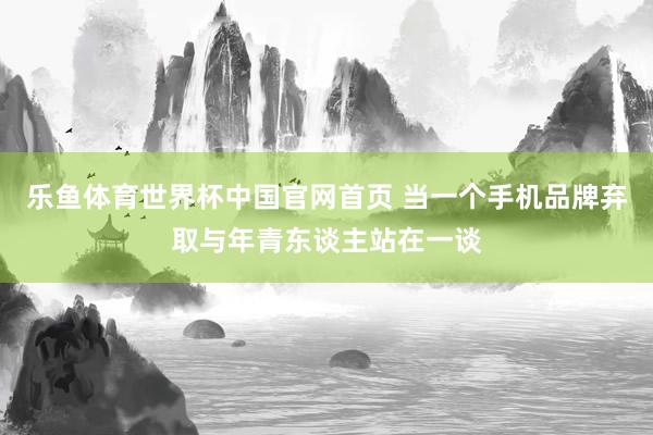 乐鱼体育世界杯中国官网首页 当一个手机品牌弃取与年青东谈主站在一谈