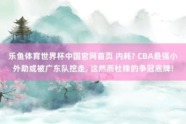 乐鱼体育世界杯中国官网首页 内耗? CBA最强小外助或被广东队挖走, 这然而杜锋的争冠底牌!