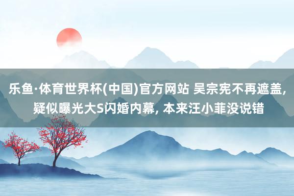乐鱼·体育世界杯(中国)官方网站 吴宗宪不再遮盖, 疑似曝光大S闪婚内幕, 本来汪小菲没说错