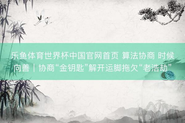 乐鱼体育世界杯中国官网首页 算法协商 时候向善｜协商“金钥匙”解开运脚拖欠“老浩劫”