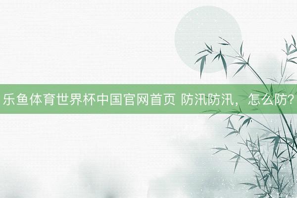 乐鱼体育世界杯中国官网首页 防汛防汛，怎么防？