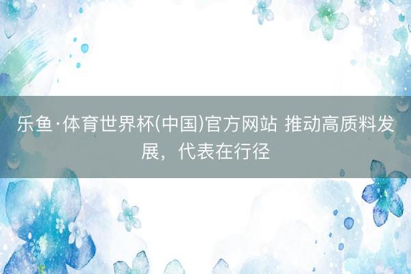 乐鱼·体育世界杯(中国)官方网站 推动高质料发展,代表在行径
