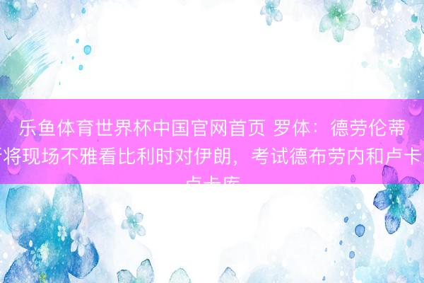 乐鱼体育世界杯中国官网首页 罗体:德劳伦蒂斯将现场不雅看比利时对伊朗,考试德布劳内和卢卡库
